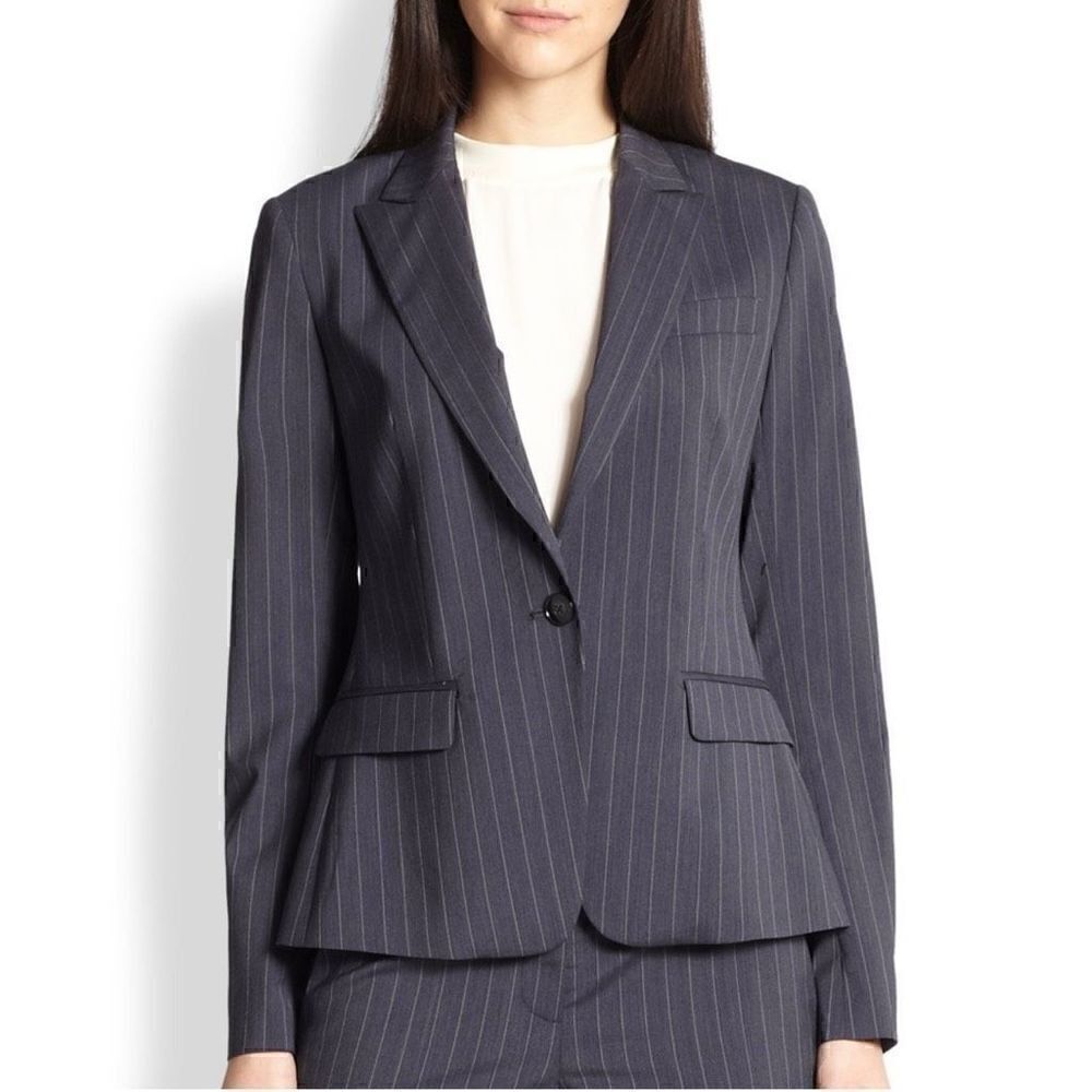 Theory Gabe Blazer Gray Pinstripe Wool Blend Jacket Workwear Career women’s 6
